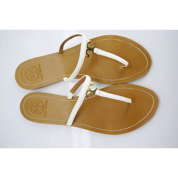 Tory Burch Ivory Patent T Logo Leather Thong Sandal Size 10.5 flip flop NIB $175 - Picture 6 of 11
